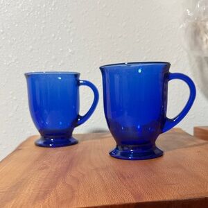 Anchor Hocking Blue Glass Mugs